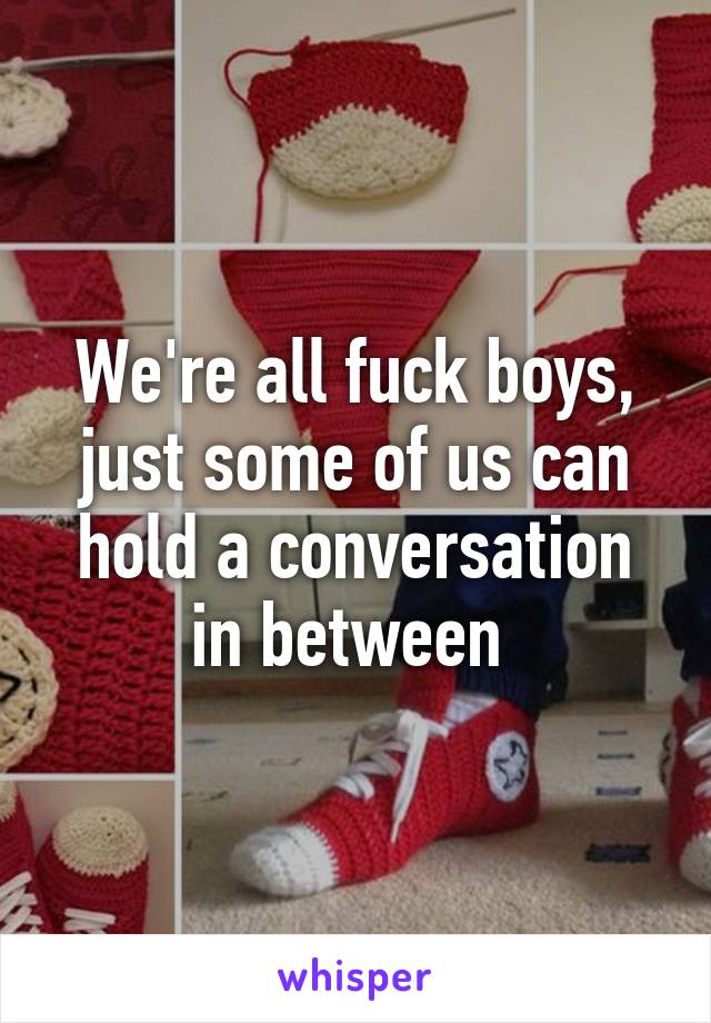 We're all fuck boys, just some of us can hold a conversation in between 