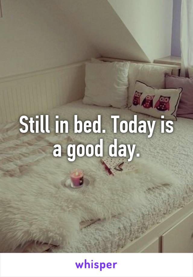 Still in bed. Today is a good day.