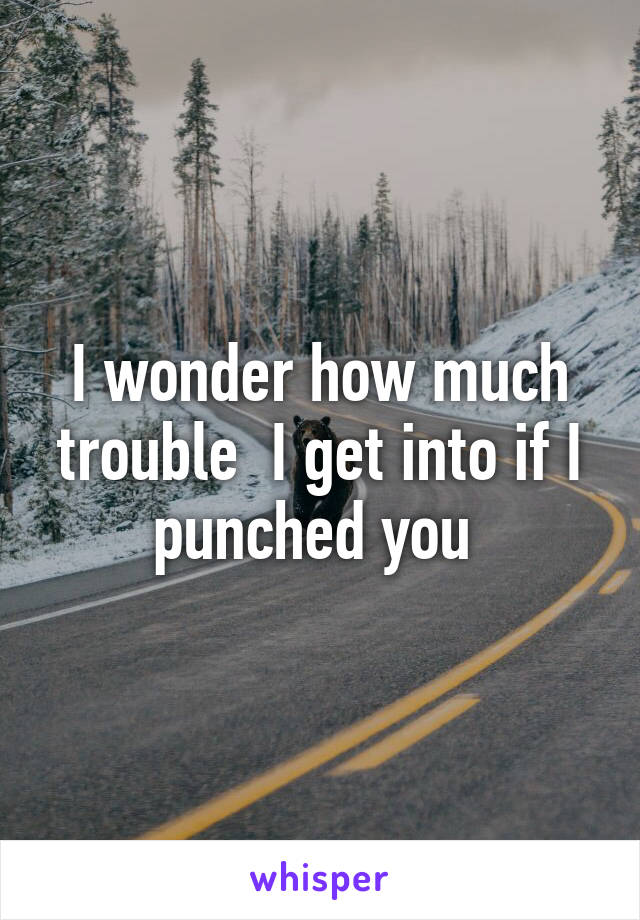 I wonder how much trouble  I get into if I punched you 