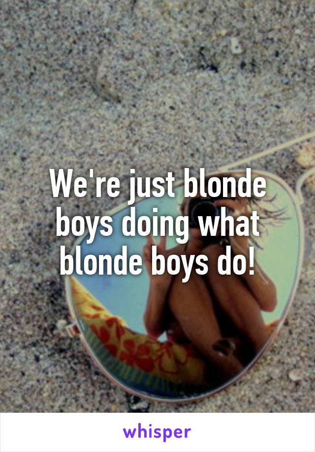 We're just blonde boys doing what blonde boys do!