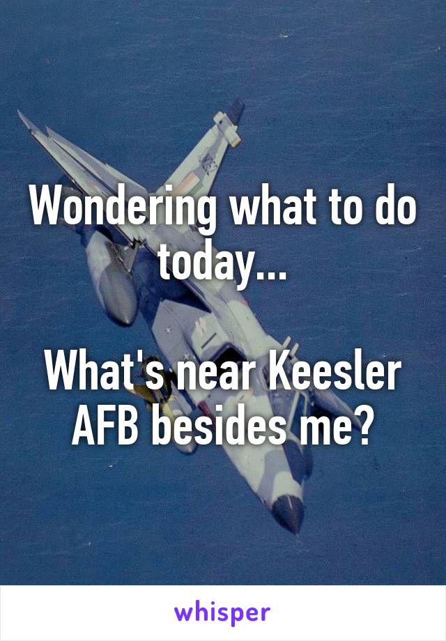 Wondering what to do today...

What's near Keesler AFB besides me?