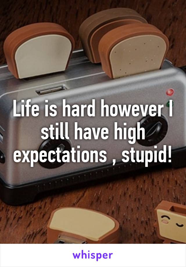 Life is hard however I still have high expectations , stupid!