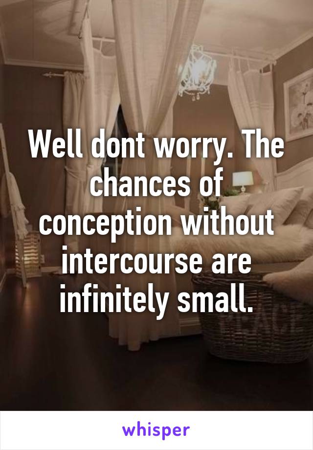 Well dont worry. The chances of conception without intercourse are infinitely small.