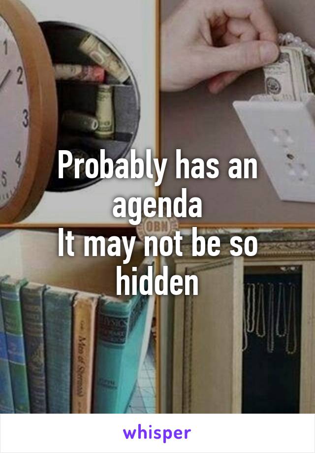 Probably has an agenda
It may not be so hidden