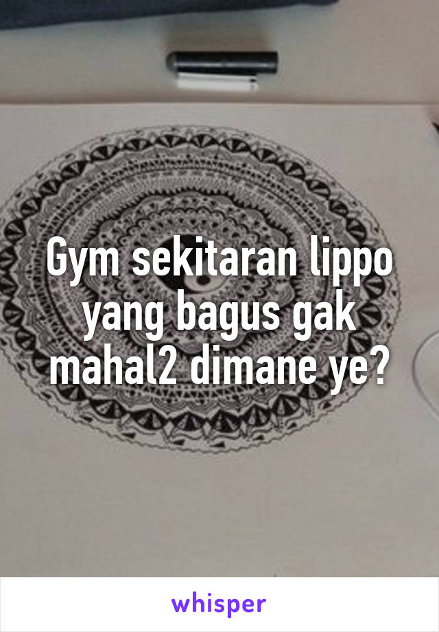 Gym sekitaran lippo yang bagus gak mahal2 dimane ye?