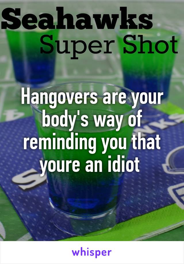 Hangovers are your body's way of reminding you that youre an idiot 