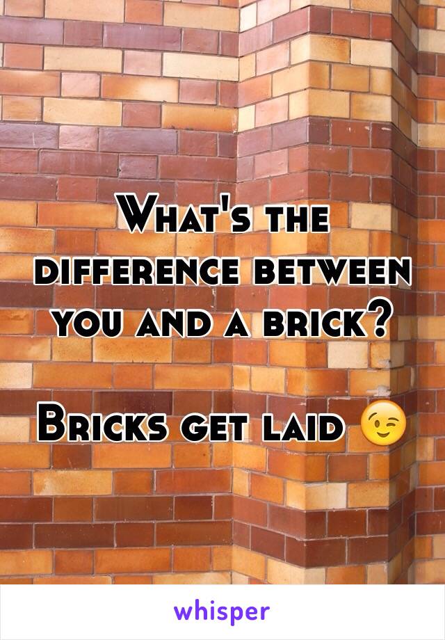 What's the difference between you and a brick?

Bricks get laid 😉