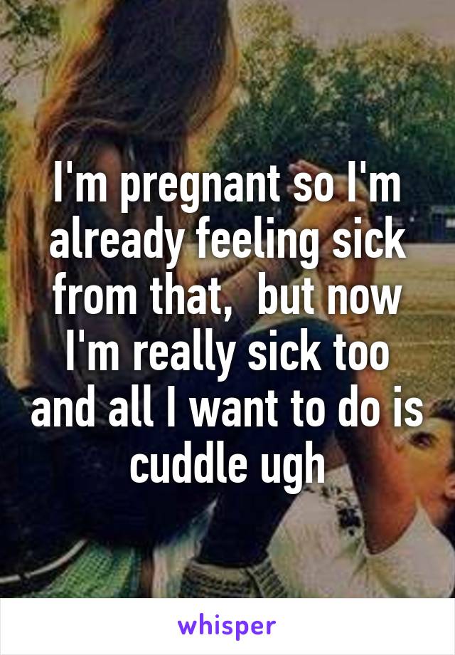 I'm pregnant so I'm already feeling sick from that,  but now I'm really sick too and all I want to do is cuddle ugh