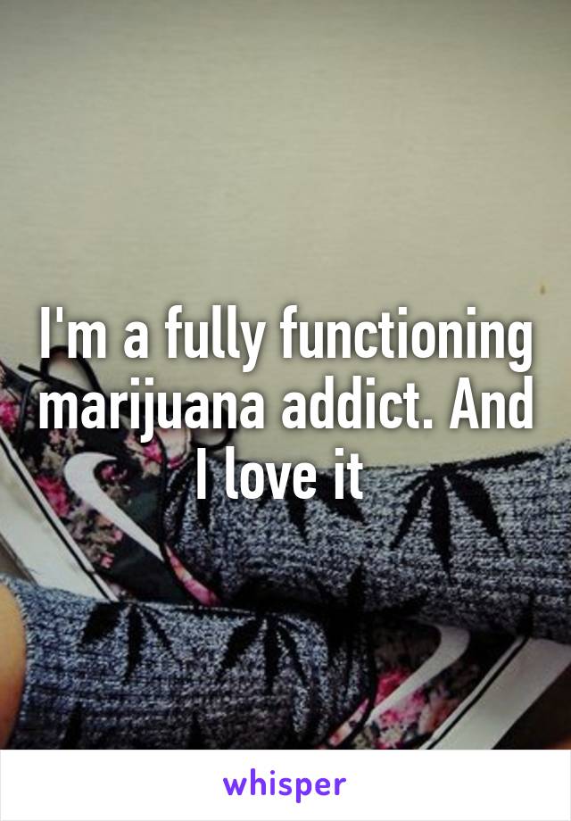 I'm a fully functioning marijuana addict. And I love it 