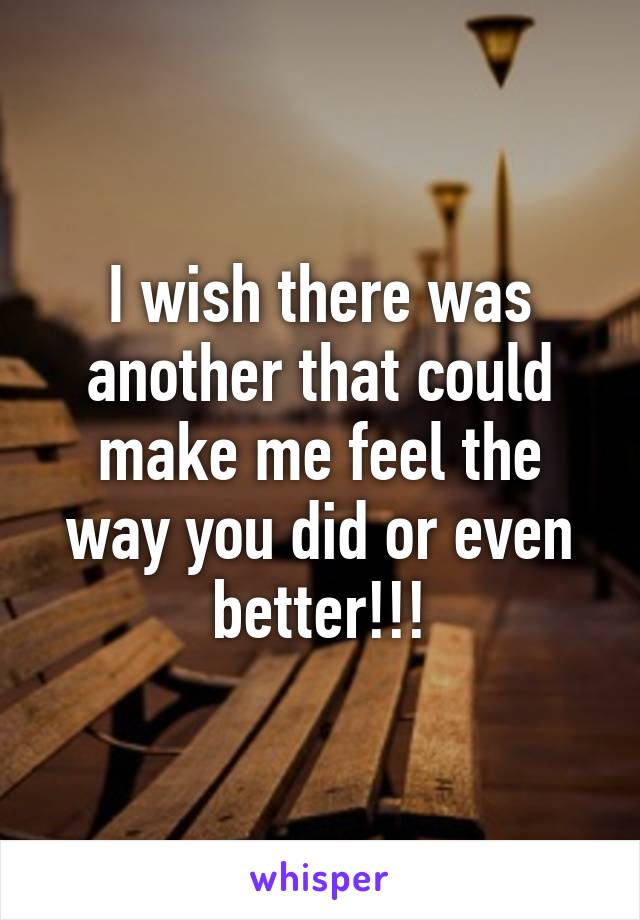 I wish there was another that could make me feel the way you did or even better!!!