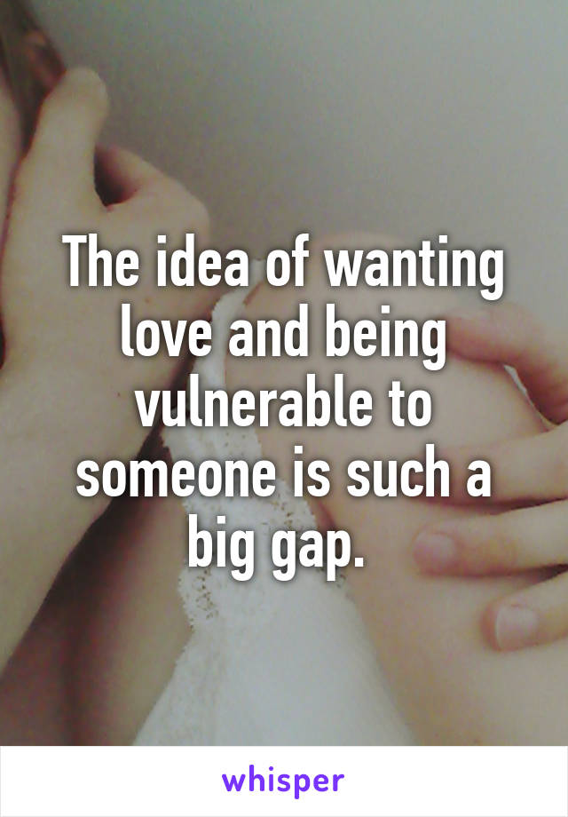 The idea of wanting love and being vulnerable to someone is such a big gap. 