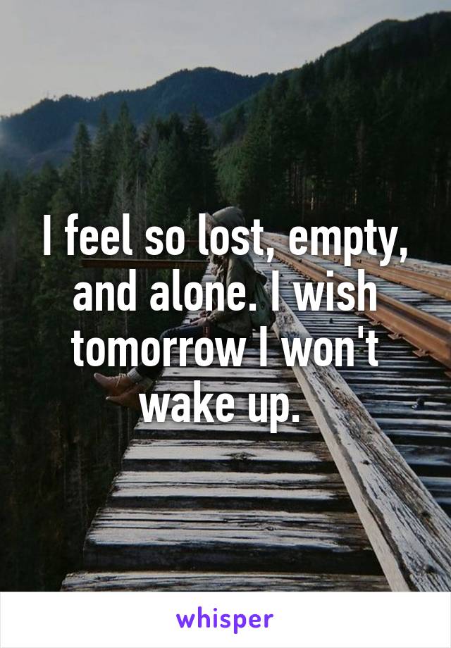 I feel so lost, empty, and alone. I wish tomorrow I won't wake up. 