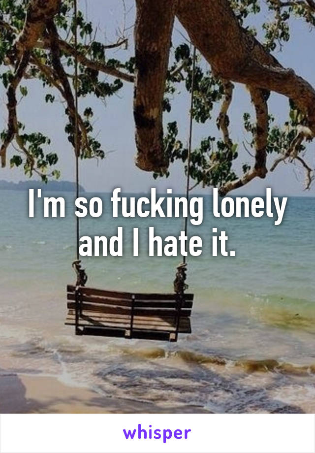 I'm so fucking lonely and I hate it.