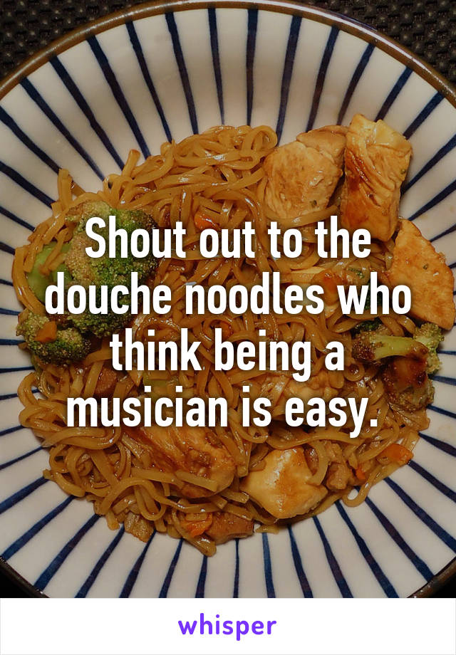 Shout out to the douche noodles who think being a musician is easy. 