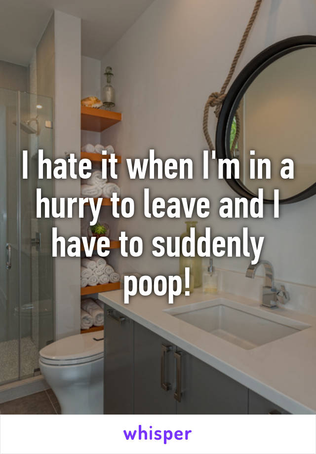 I hate it when I'm in a hurry to leave and I have to suddenly poop!