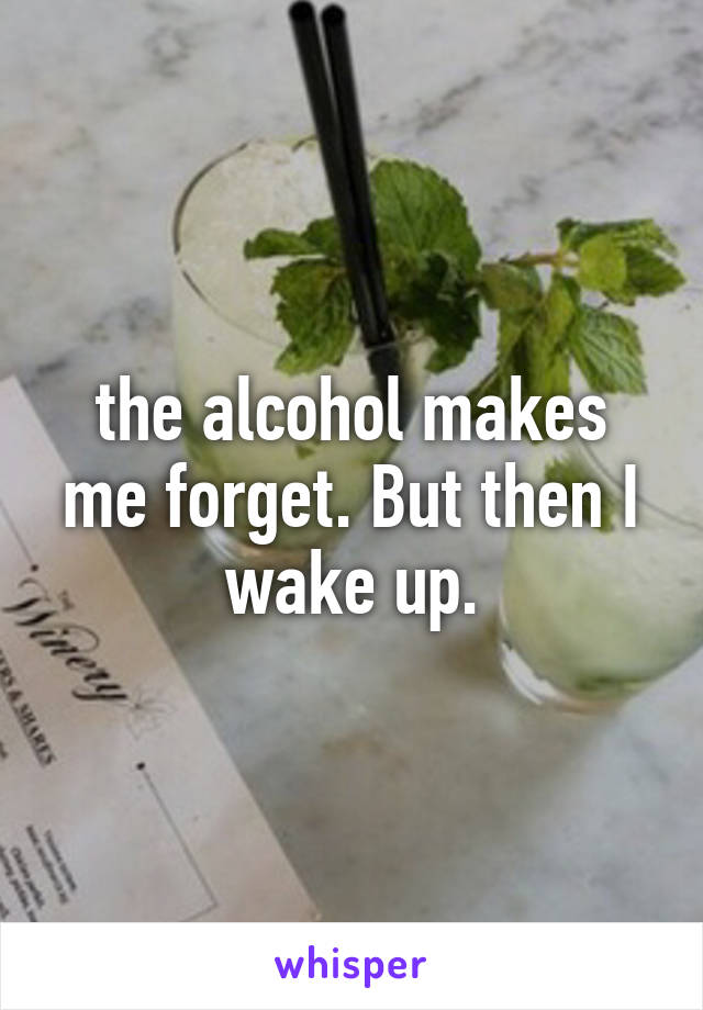 the alcohol makes me forget. But then I wake up.