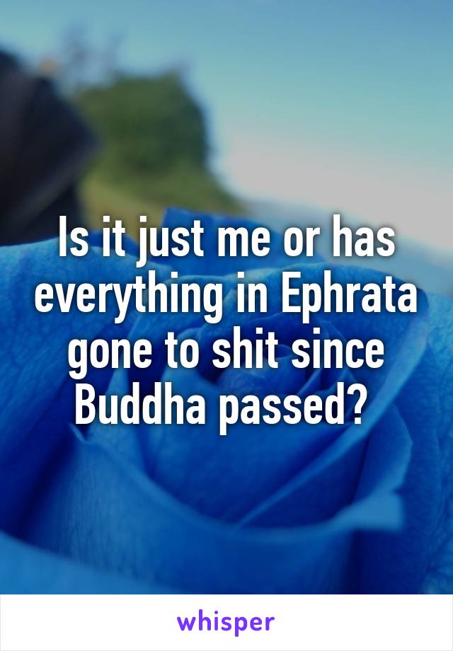 Is it just me or has everything in Ephrata gone to shit since Buddha passed? 