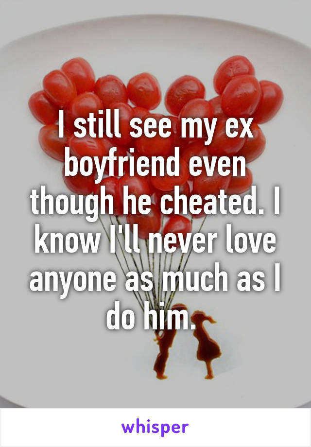 I still see my ex boyfriend even though he cheated. I know I'll never love anyone as much as I do him. 