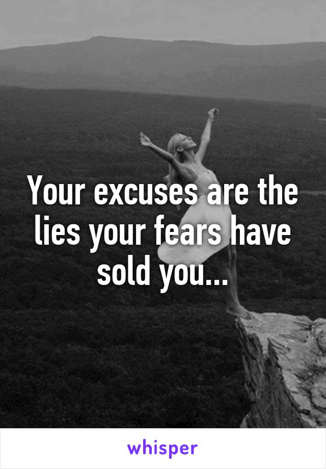 Your excuses are the lies your fears have sold you...