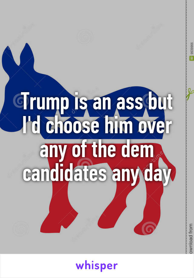 Trump is an ass but I'd choose him over any of the dem candidates any day