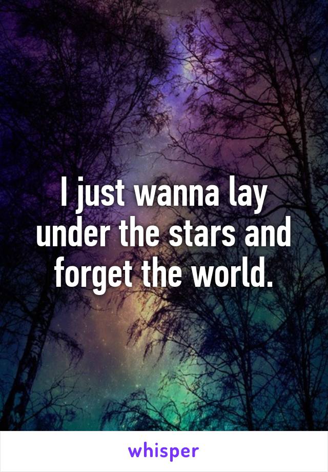 I just wanna lay under the stars and forget the world.