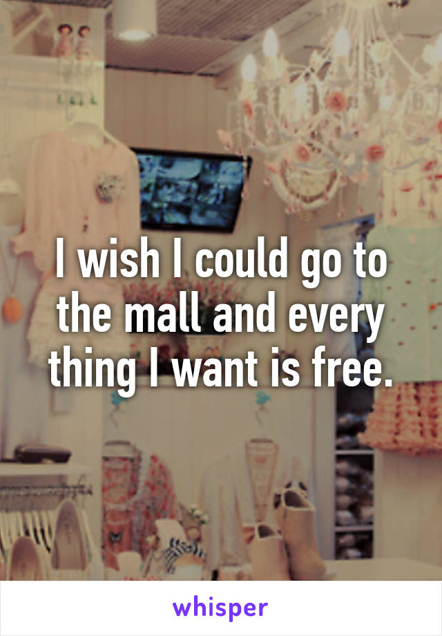 I wish I could go to the mall and every thing I want is free.