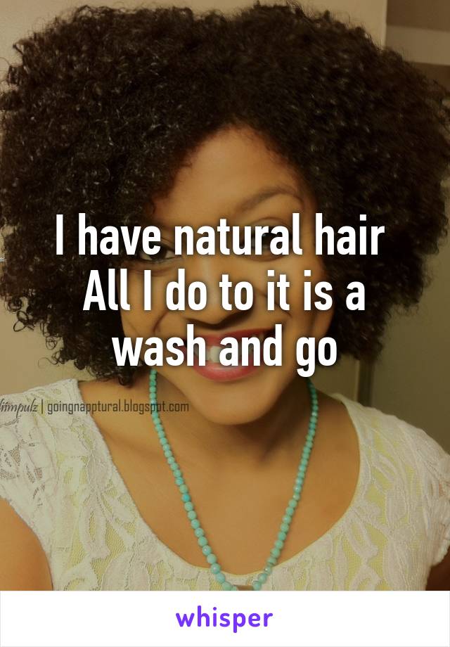 I have natural hair 
All I do to it is a wash and go
