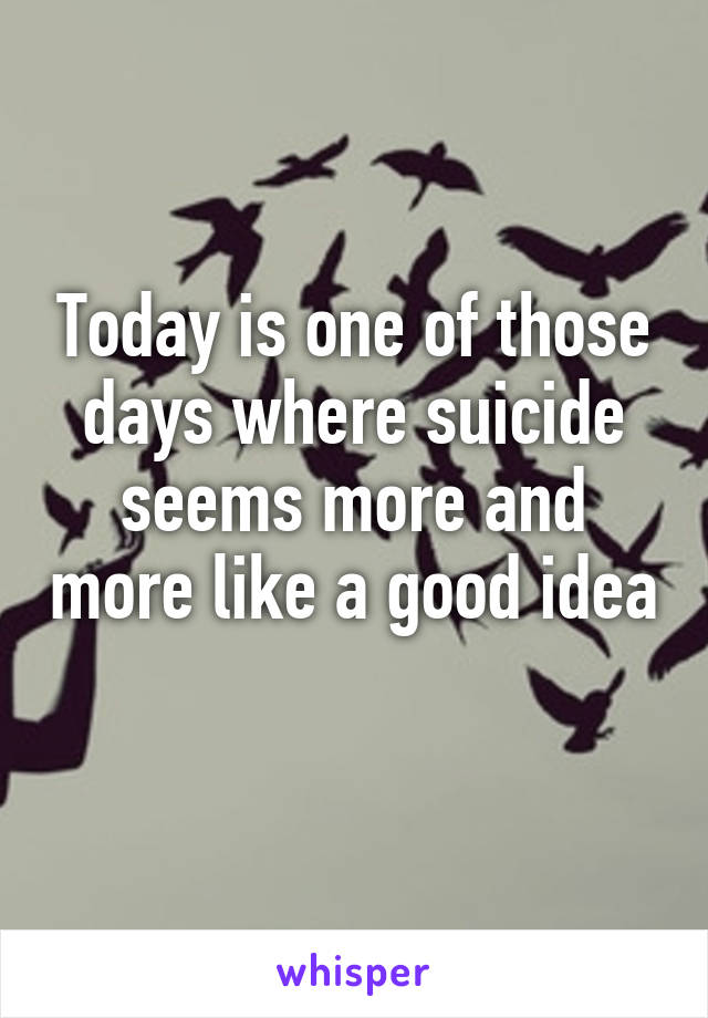 Today is one of those days where suicide seems more and more like a good idea 