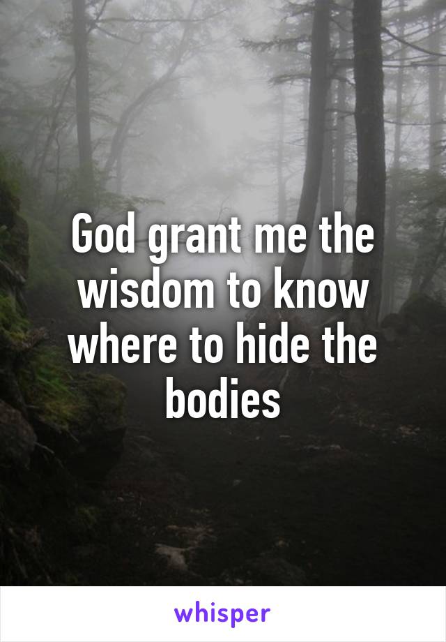 God grant me the wisdom to know where to hide the bodies