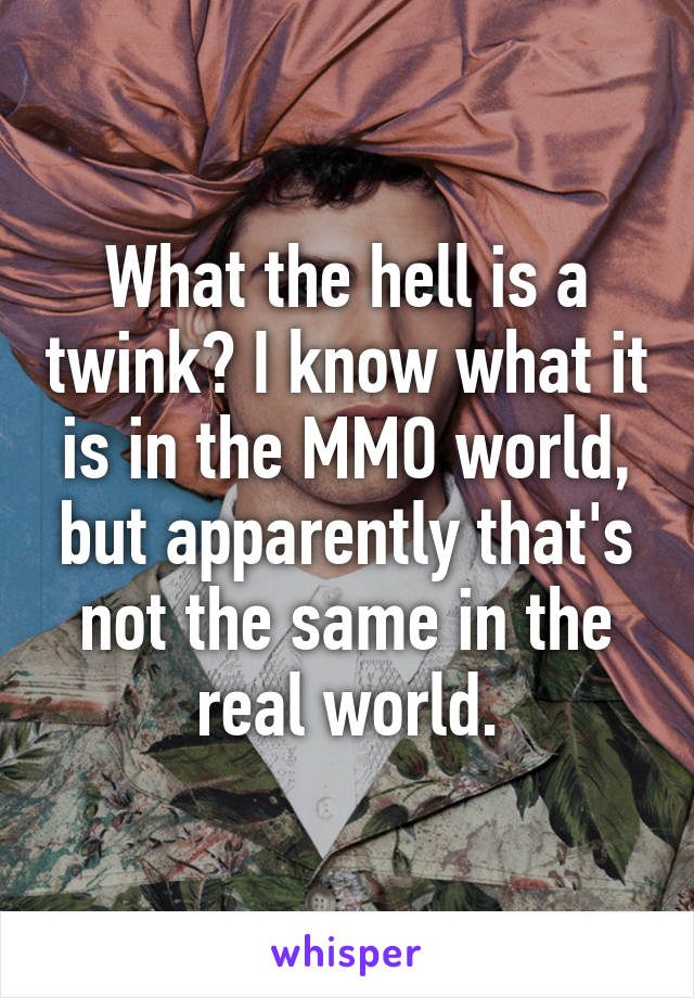 What the hell is a twink? I know what it is in the MMO world, but apparently that's not the same in the real world.