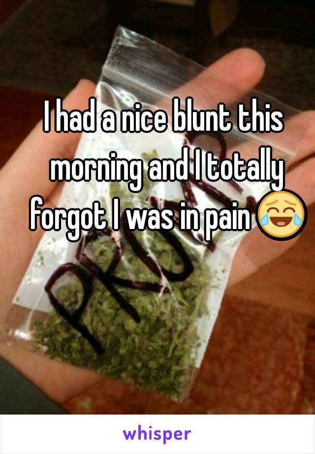 I had a nice blunt this morning and I totally forgot I was in pain 😂 