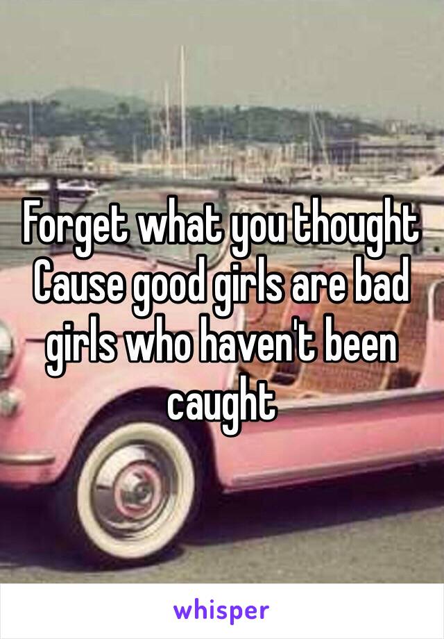 Forget what you thought 
Cause good girls are bad girls who haven't been caught 