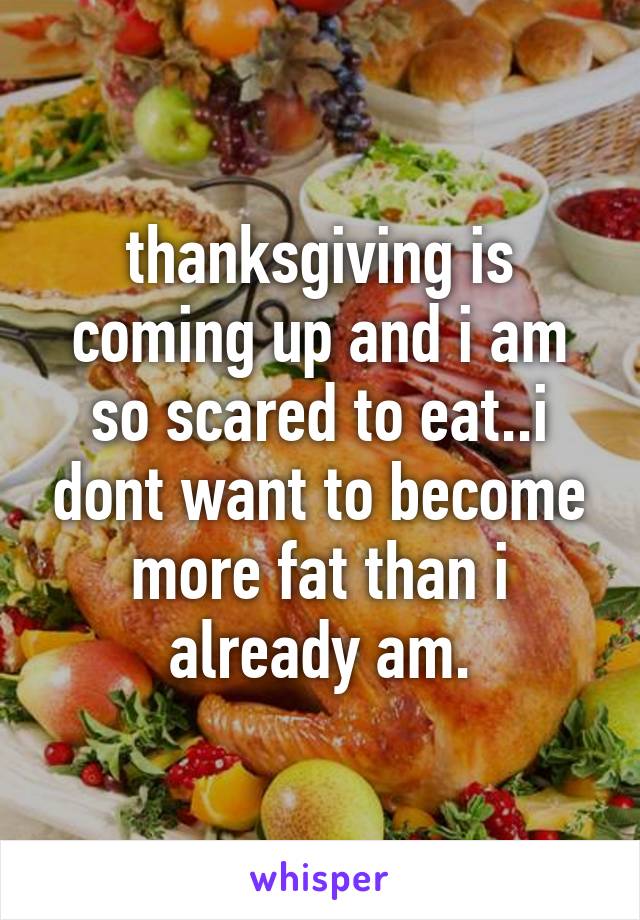 thanksgiving is coming up and i am so scared to eat..i dont want to become more fat than i already am.