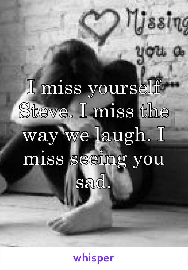 I miss yourself Steve. I miss the way we laugh. I miss seeing you sad.