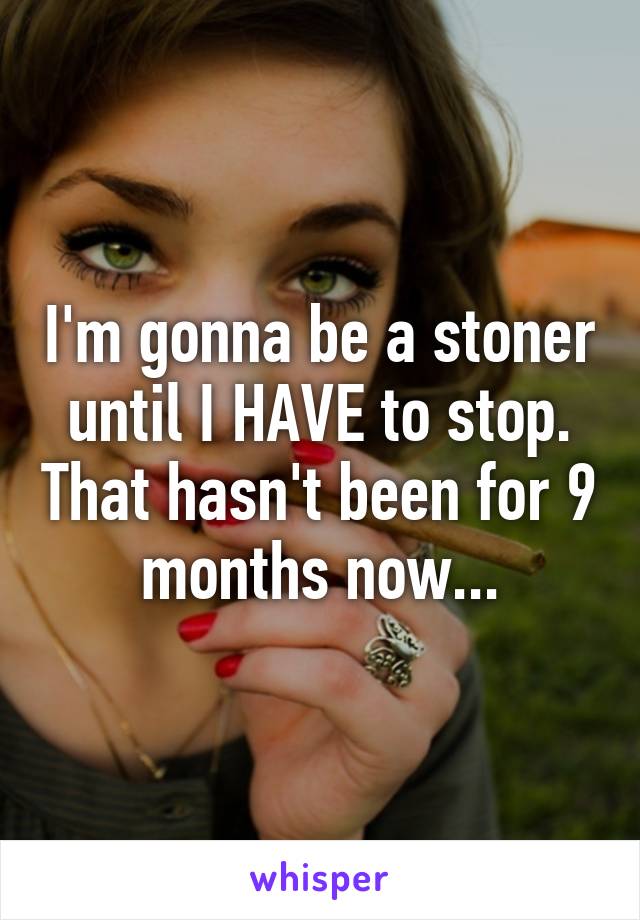 I'm gonna be a stoner until I HAVE to stop. That hasn't been for 9 months now...