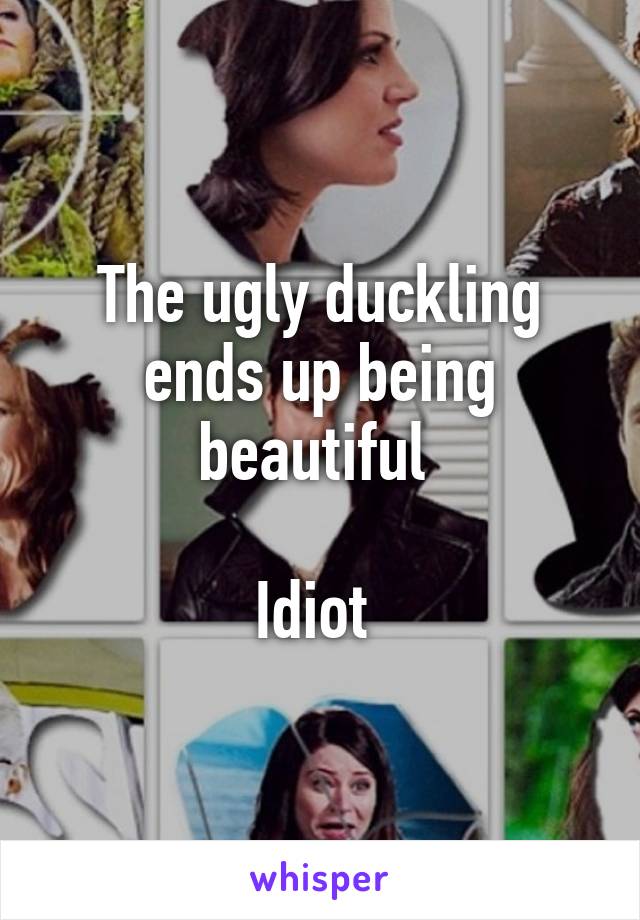 The ugly duckling ends up being beautiful 

Idiot 