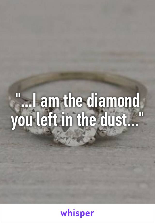 "...I am the diamond you left in the dust..."