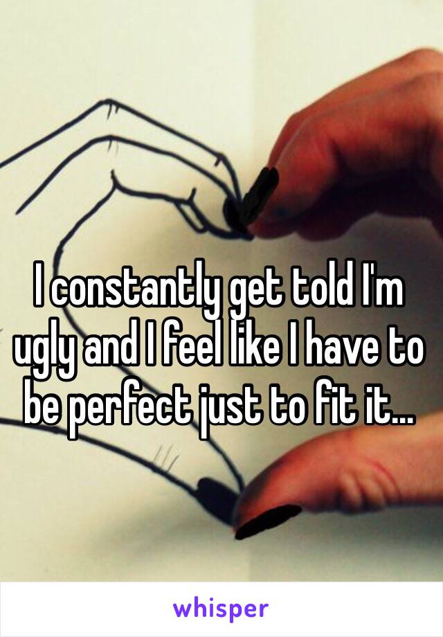 I constantly get told I'm ugly and I feel like I have to be perfect just to fit it…