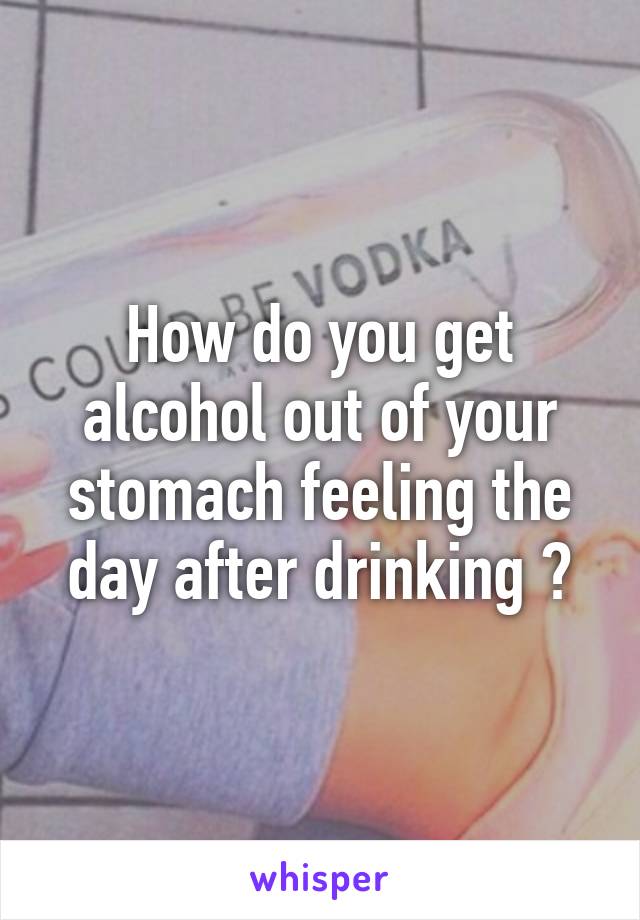 How do you get alcohol out of your stomach feeling the day after drinking ?