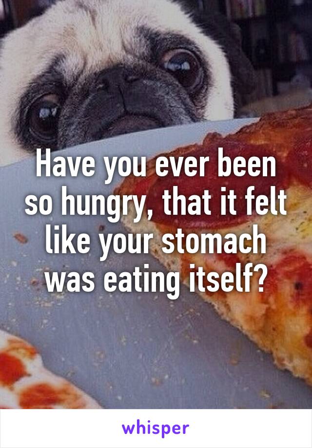 Have you ever been so hungry, that it felt like your stomach was eating itself?