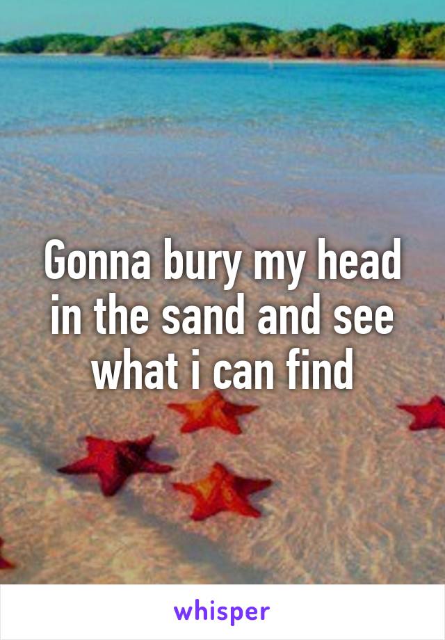 Gonna bury my head in the sand and see what i can find