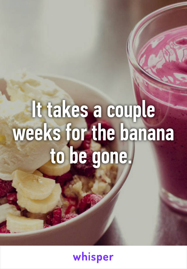 It takes a couple weeks for the banana to be gone. 