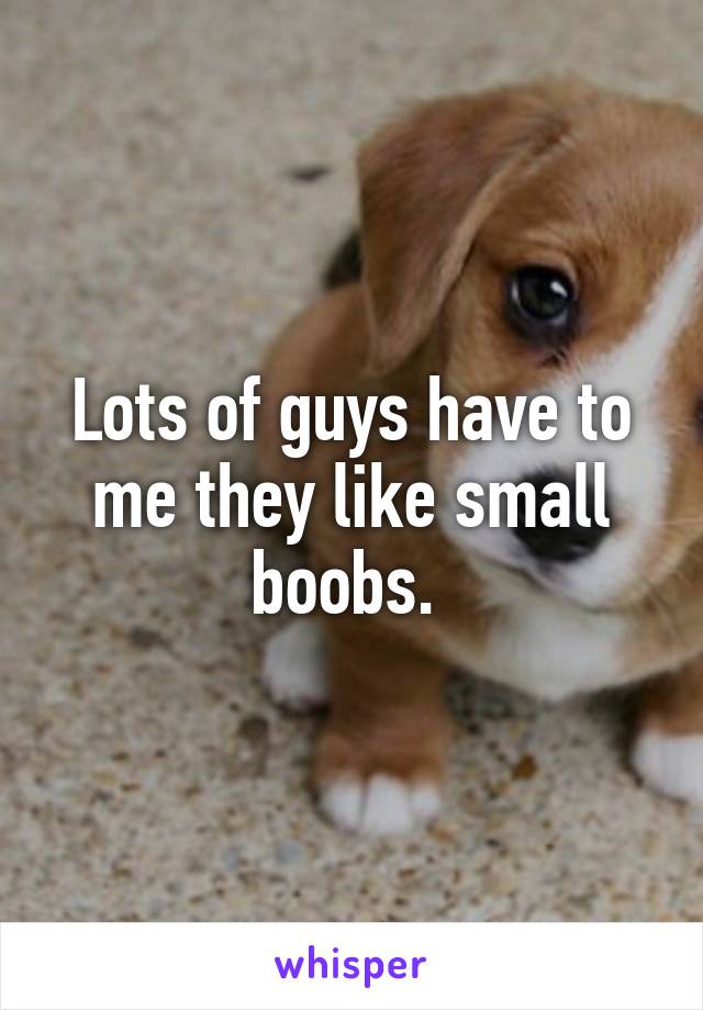 Lots of guys have to me they like small boobs. 