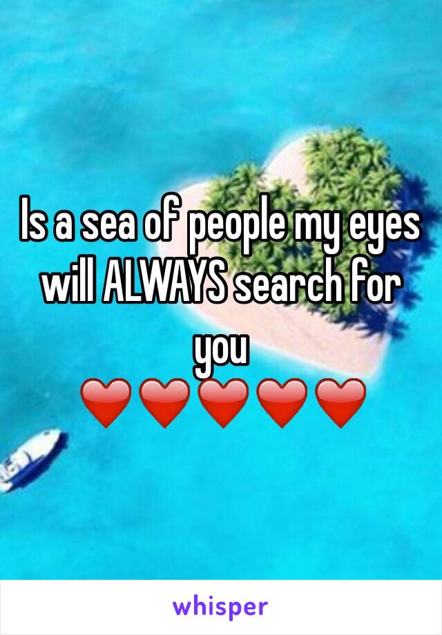 Is a sea of people my eyes will ALWAYS search for you
❤️❤️❤️❤️❤️