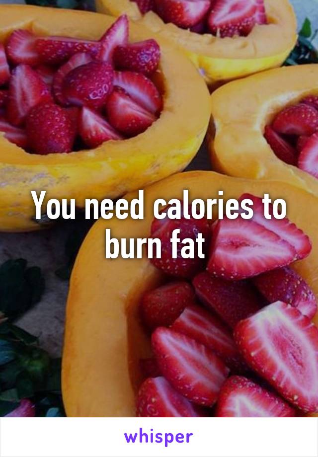 You need calories to burn fat 