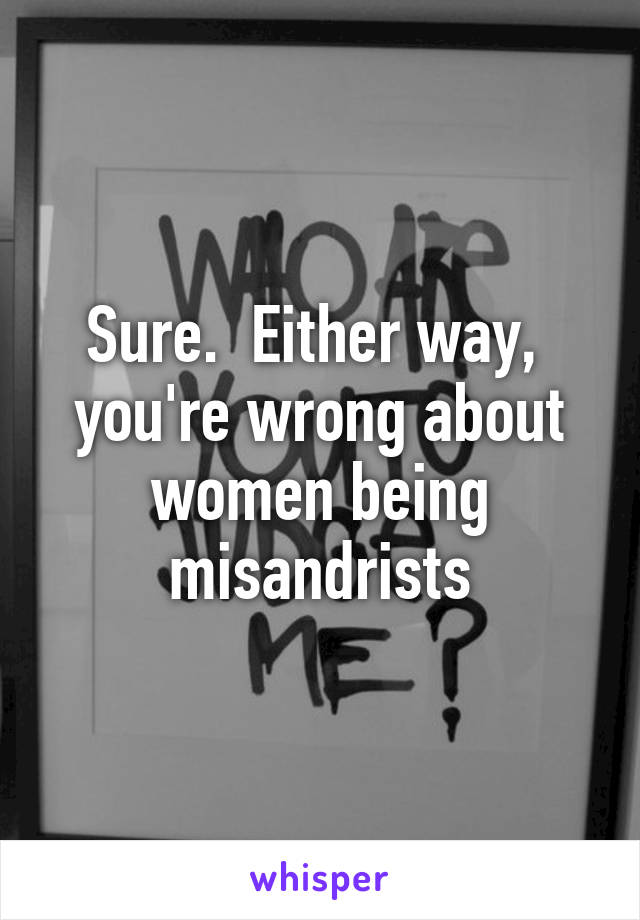 Sure.  Either way,  you're wrong about women being misandrists