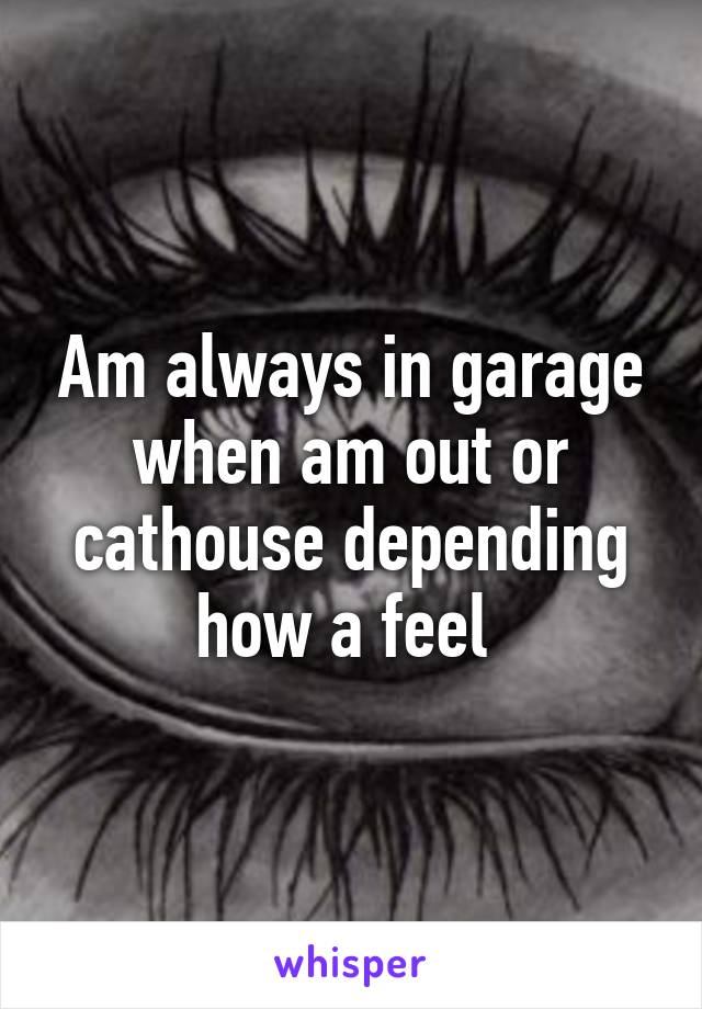 Am always in garage when am out or cathouse depending how a feel 
