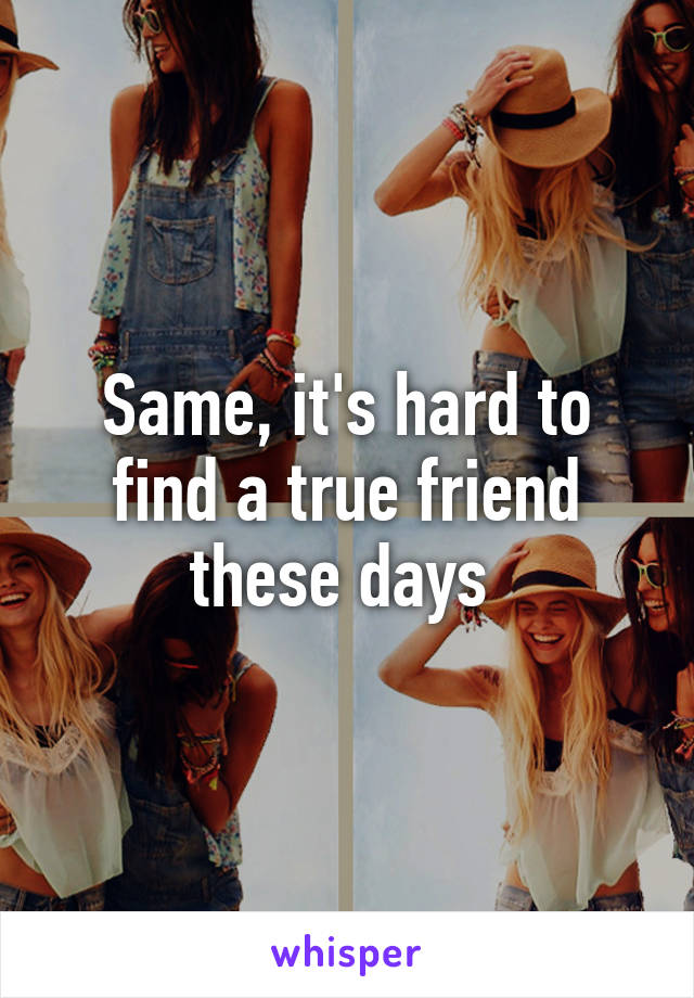 Same, it's hard to find a true friend these days 