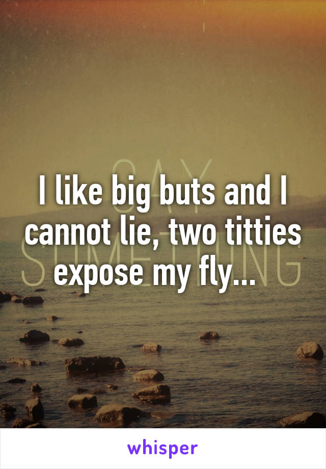 I like big buts and I cannot lie, two titties expose my fly...  