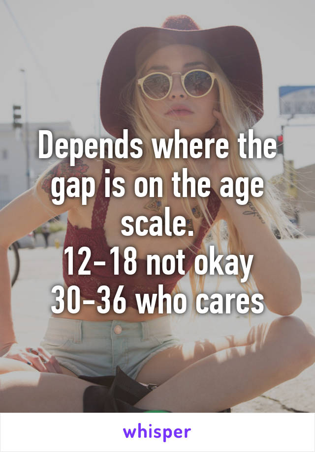 Depends where the gap is on the age scale.
12-18 not okay
30-36 who cares